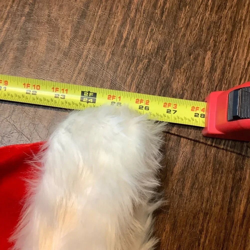 Extra Long Red Santa Claus Christmas Hat White Faux Fur‎ Trim 27